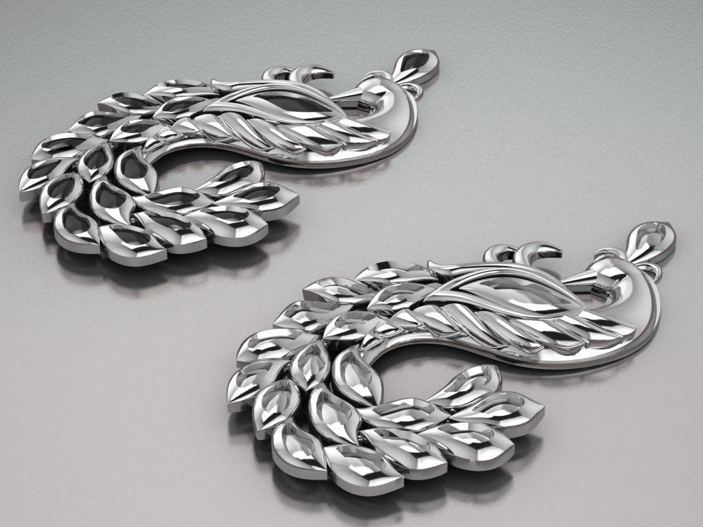 Peacock pendant 3D print model_12