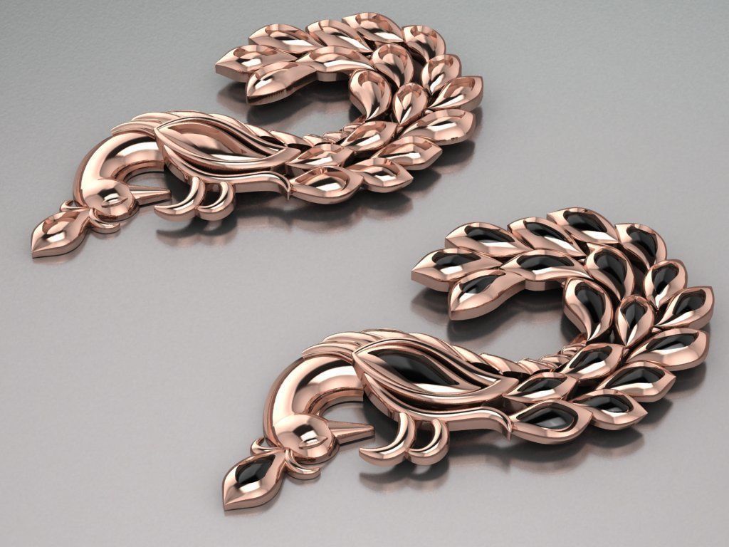 Peacock pendant 3D print model_5