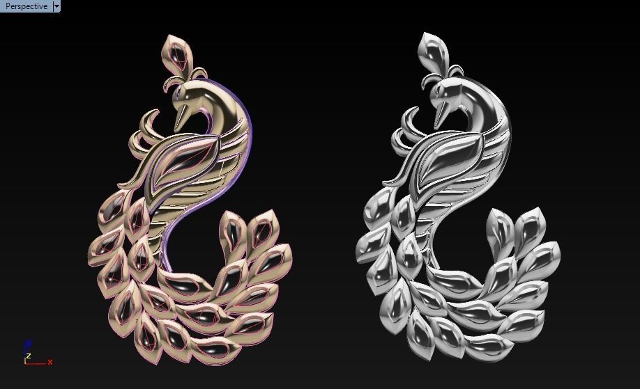 Peacock pendant 3D print model_26