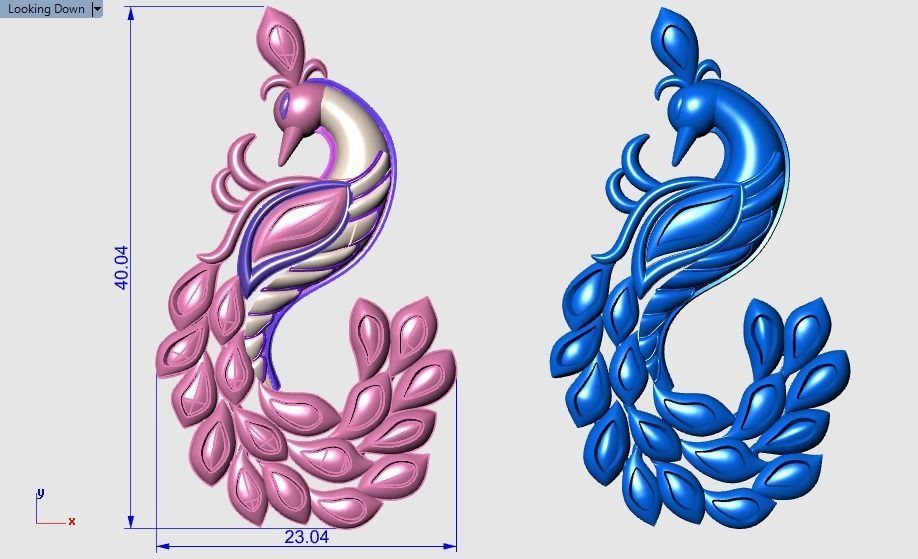 Peacock pendant 3D print model_6