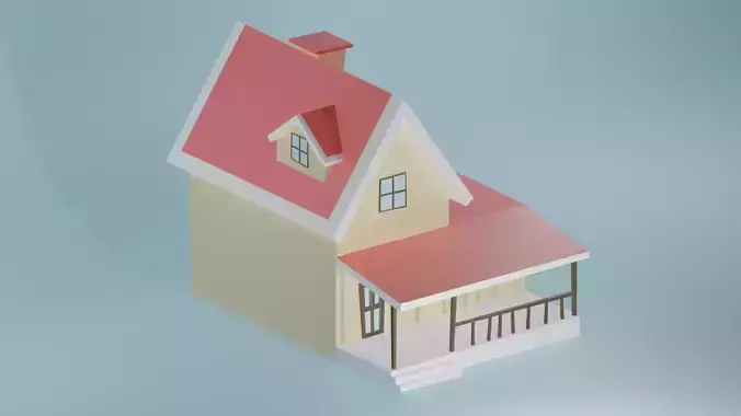 Cartoon House - low poly