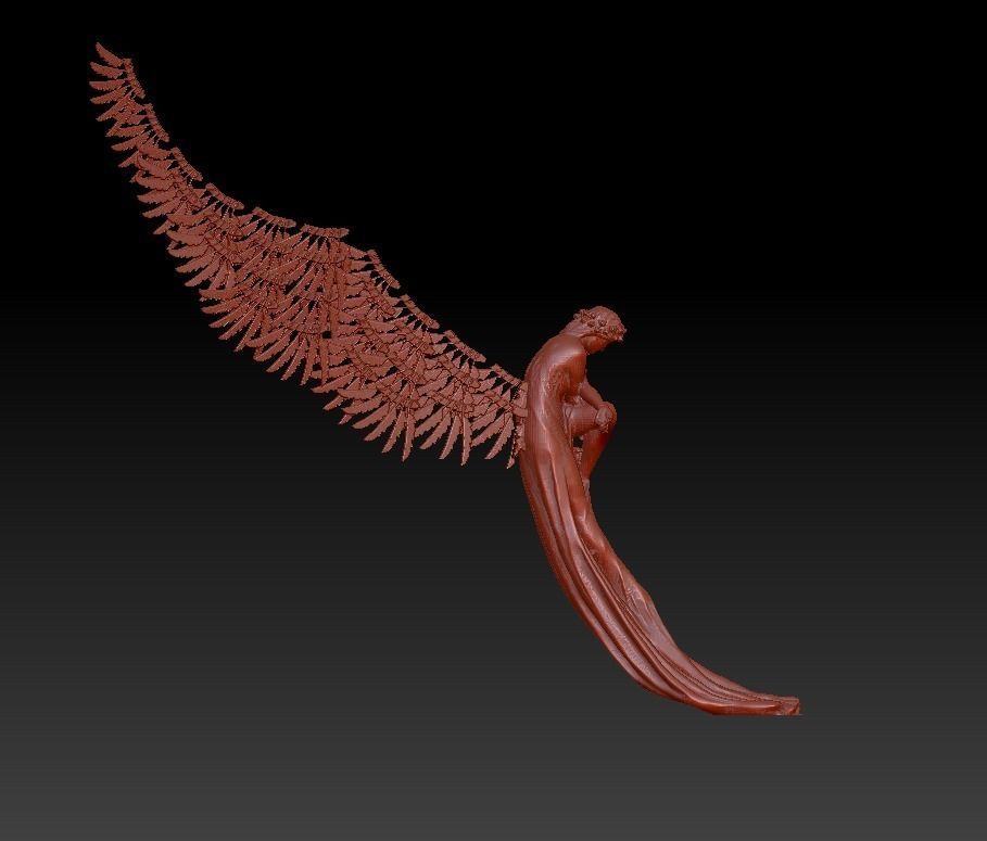 angel wing made of wood 3D print model_3
