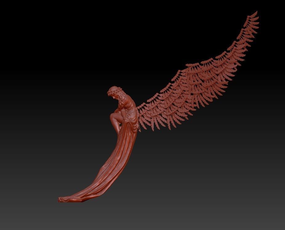 angel wing made of wood 3D print model_5