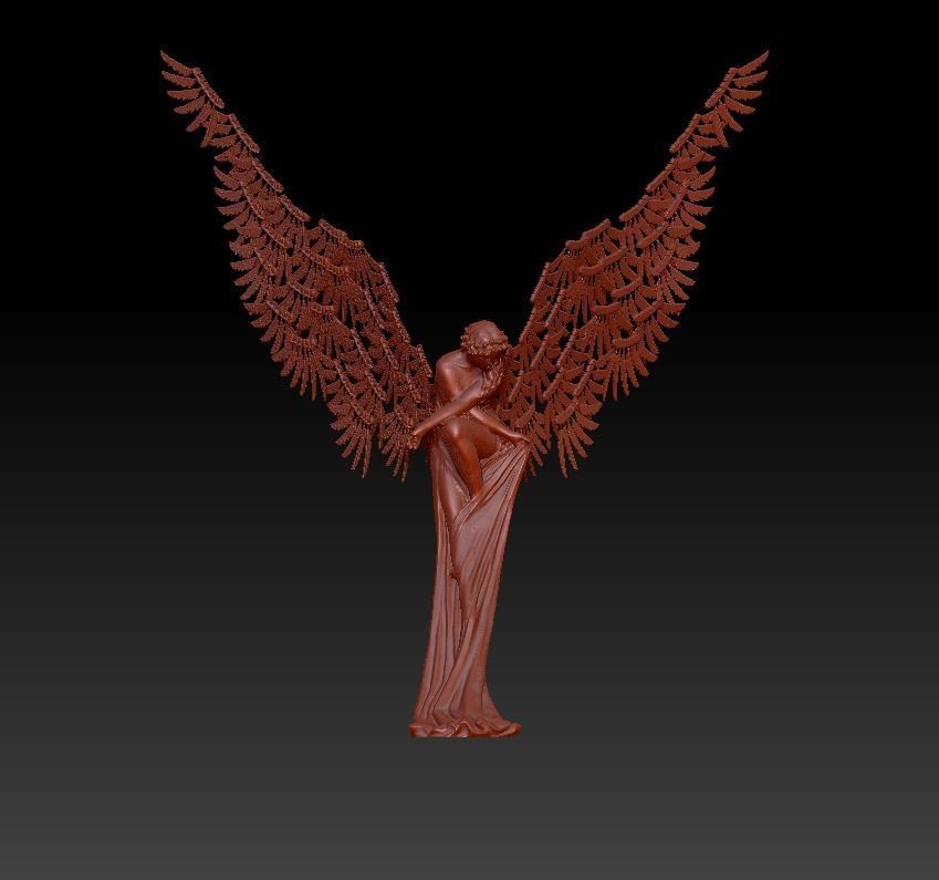 angel wing made of wood 3D print model_4