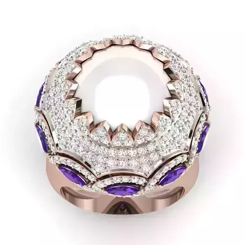 Diamond Cluster Ring 3dm stl render detail 3D print model