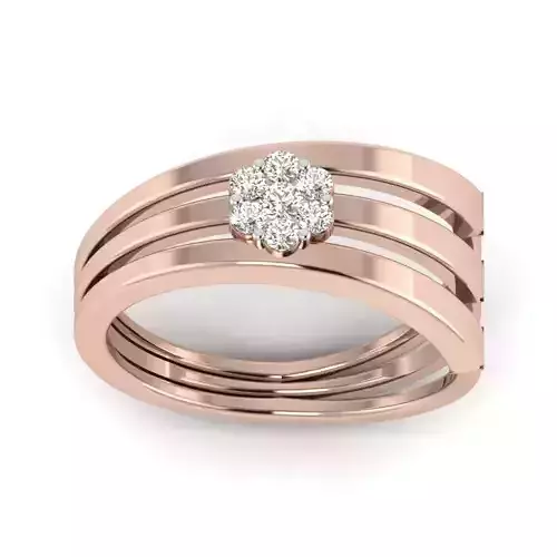 Ring 3dm stl render detail gold with three diamonds