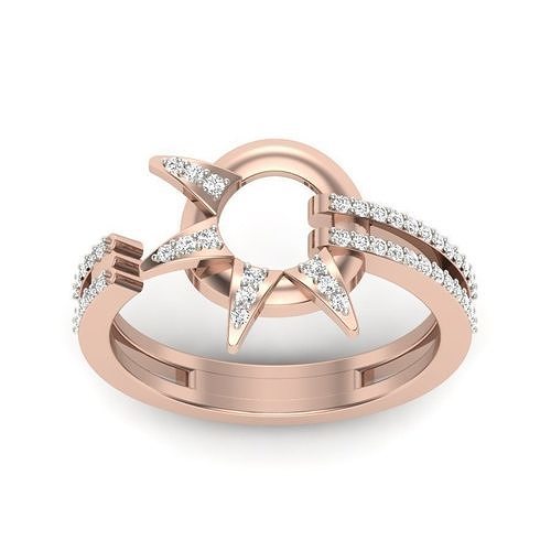 Ring 3dm stl render detail rose gold engagement with diamonds 3D print model