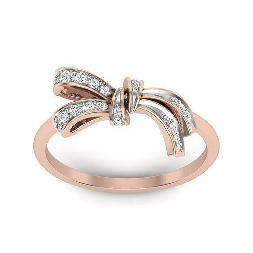 Ring 3dm stl render detail diamond bow in rose gold 3D print model