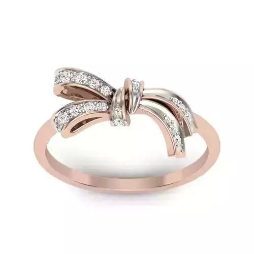 Ring 3dm stl render detail diamond bow in rose gold