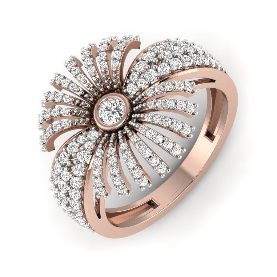 Diamond Cluster Ring 3dm stl render detail  3D print model_9