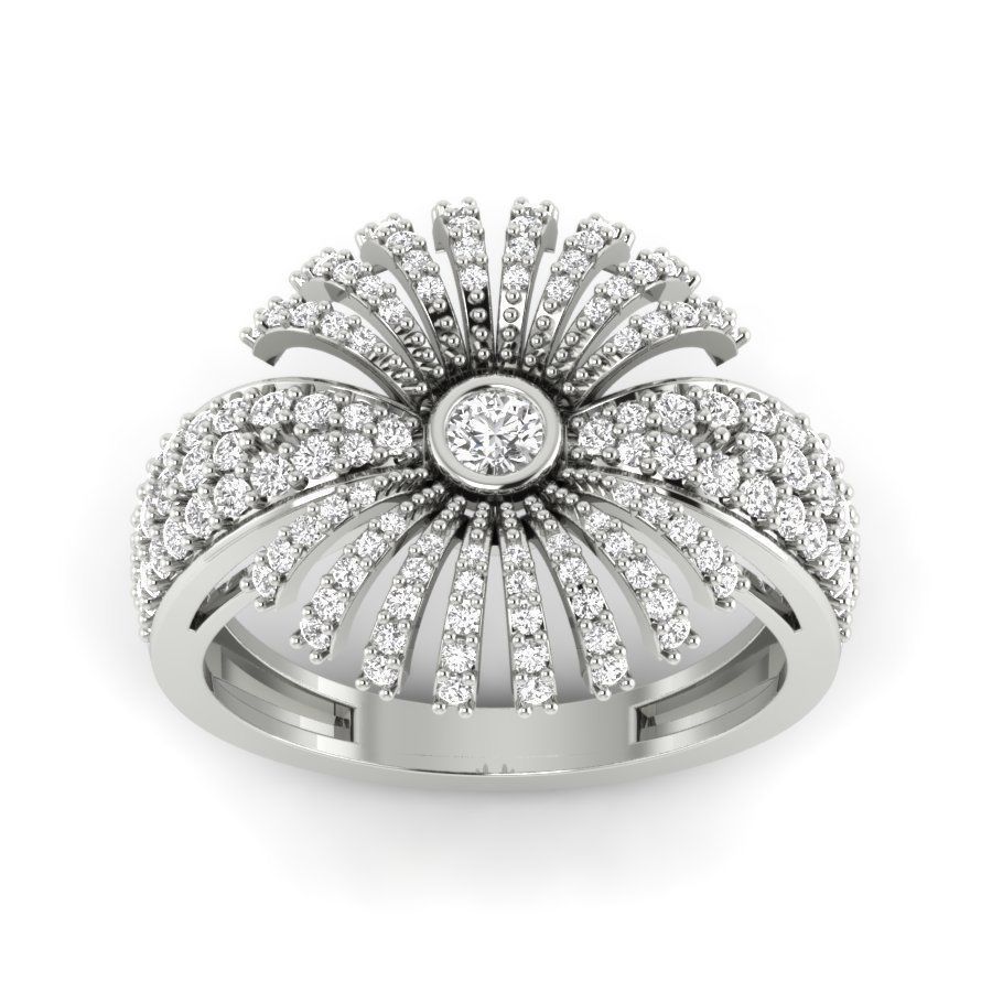 Diamond Cluster Ring 3dm stl render detail  3D print model_14