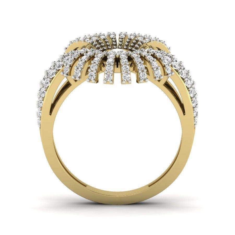 Diamond Cluster Ring 3dm stl render detail  3D print model_3