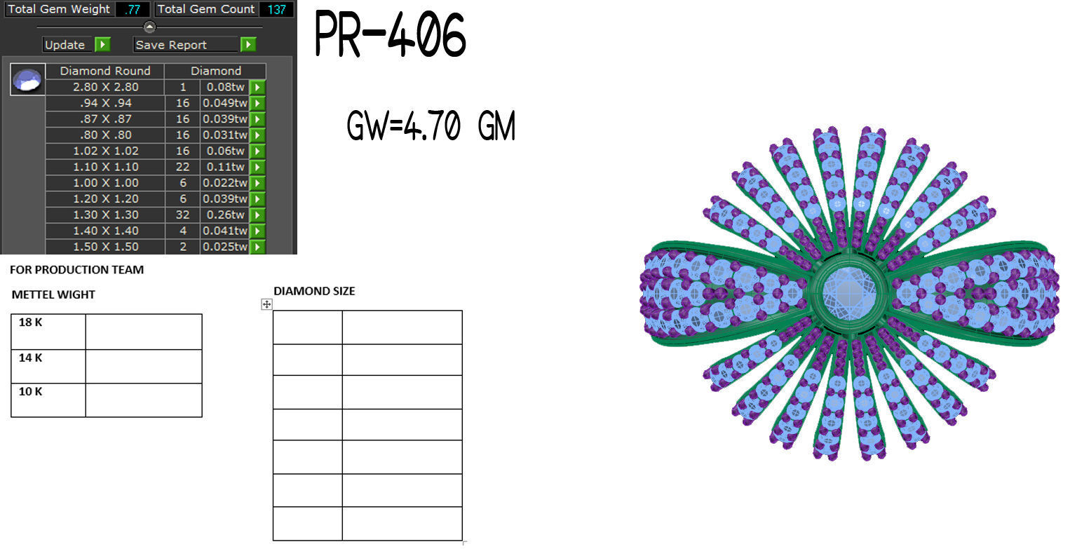 Diamond Cluster Ring 3dm stl render detail  3D print model_6