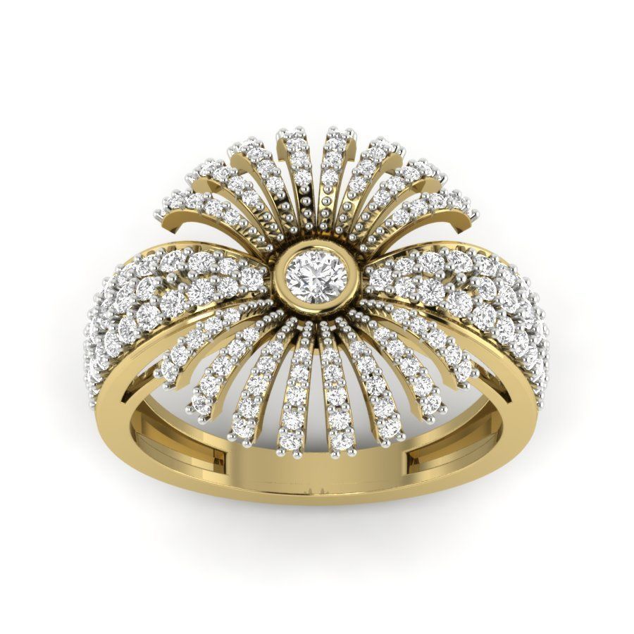 Diamond Cluster Ring 3dm stl render detail  3D print model_2