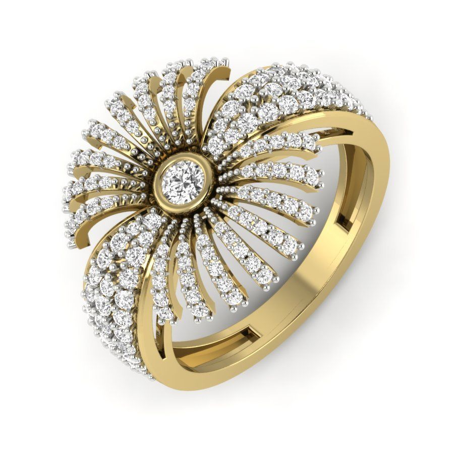 Diamond Cluster Ring 3dm stl render detail  3D print model_1