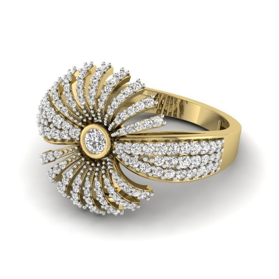 Diamond Cluster Ring 3dm stl render detail  3D print model_5