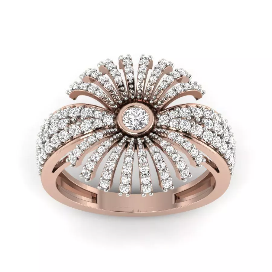 Diamond Cluster Ring 3dm stl render detail  3D print model_0