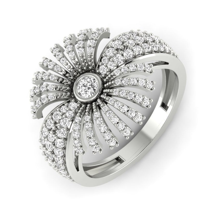 Diamond Cluster Ring 3dm stl render detail  3D print model_13