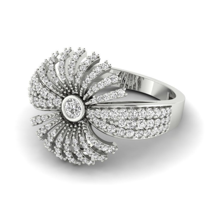 Diamond Cluster Ring 3dm stl render detail  3D print model_8