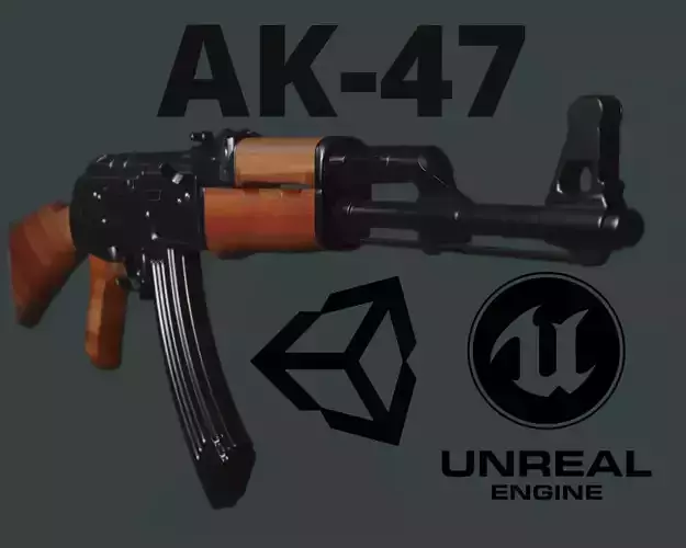 AK-47 ak - rifle Low-poly 3D model
