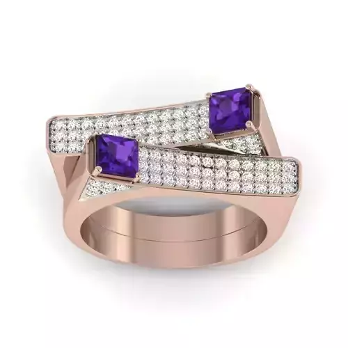Solitaire Princess Stone ring  3D print model