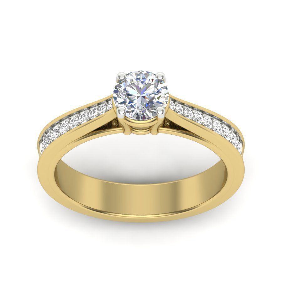 solitaire wedding engagement women ring 3dm render detail 3D print model_2