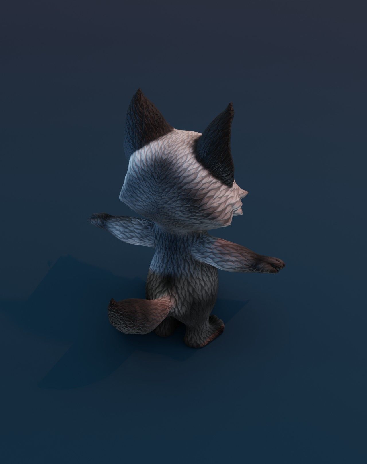 Cartoon Silver Fox Rigged 3D Model Low-poly 3D model_6