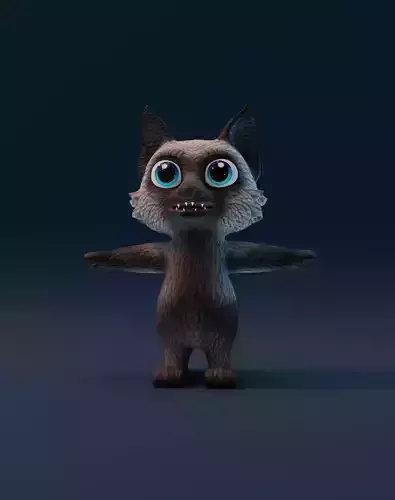 Cartoon Silver Fox Rigged 3D Model Low-poly 3D model