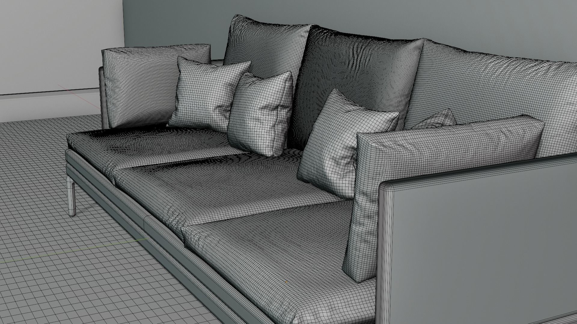 couch sofa with pillows 3D model_11
