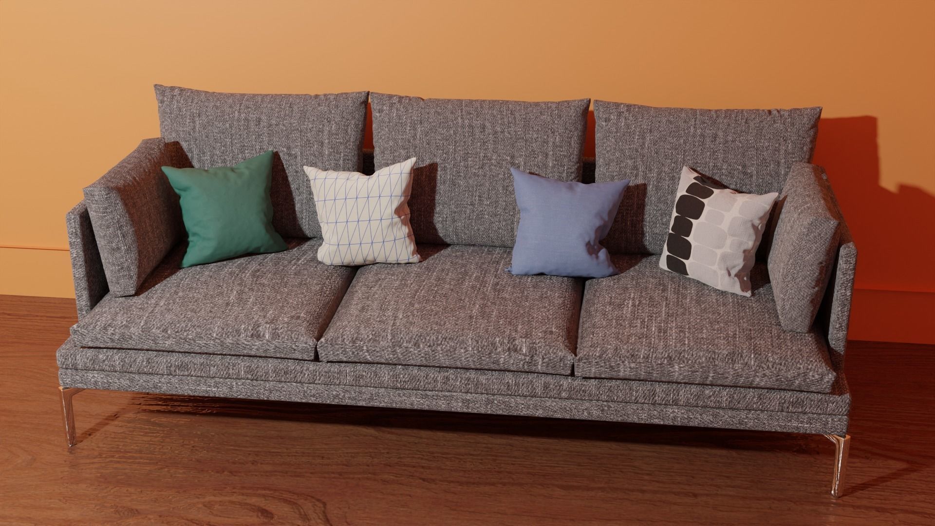 couch sofa with pillows 3D model_9
