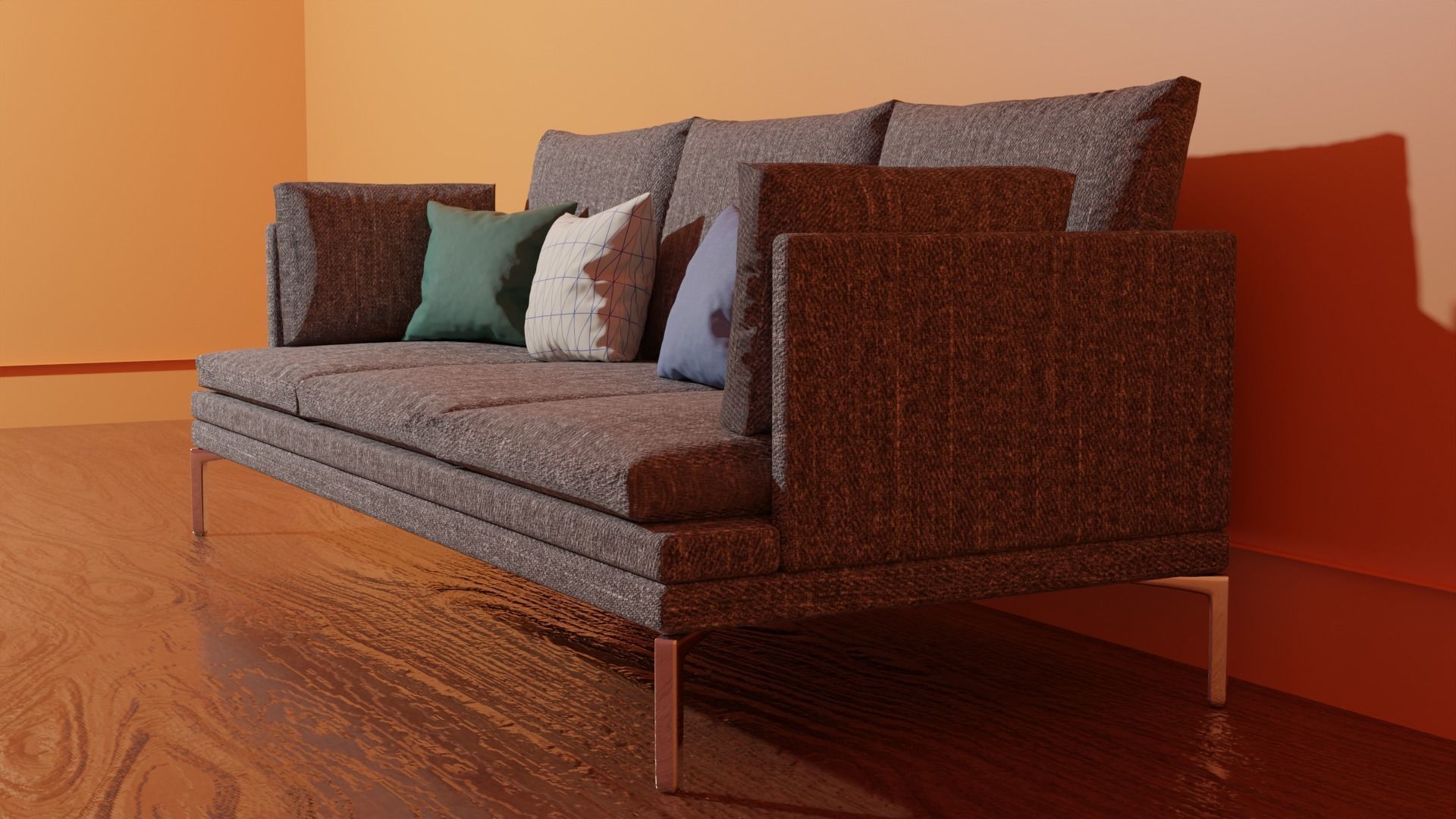 couch sofa with pillows 3D model_6