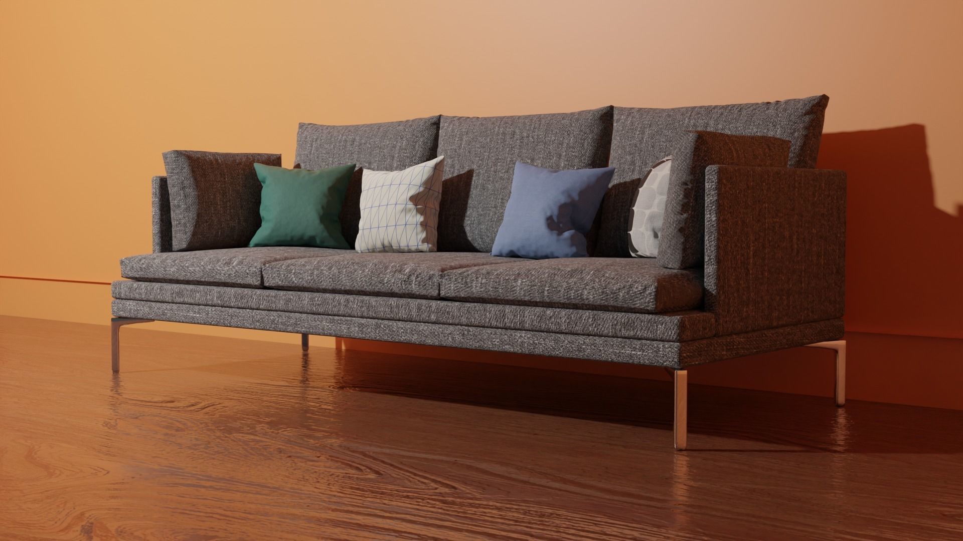 couch sofa with pillows 3D model_5