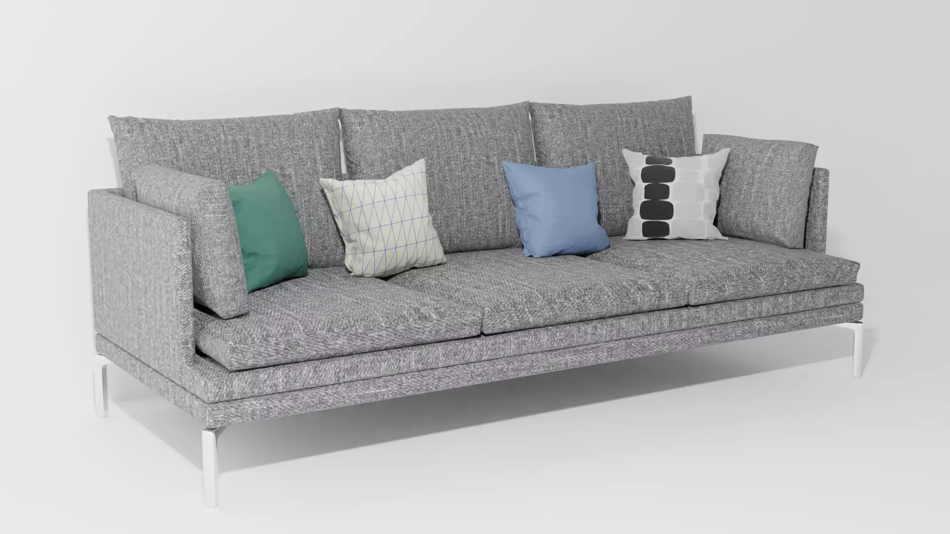 couch sofa with pillows 3D model_0
