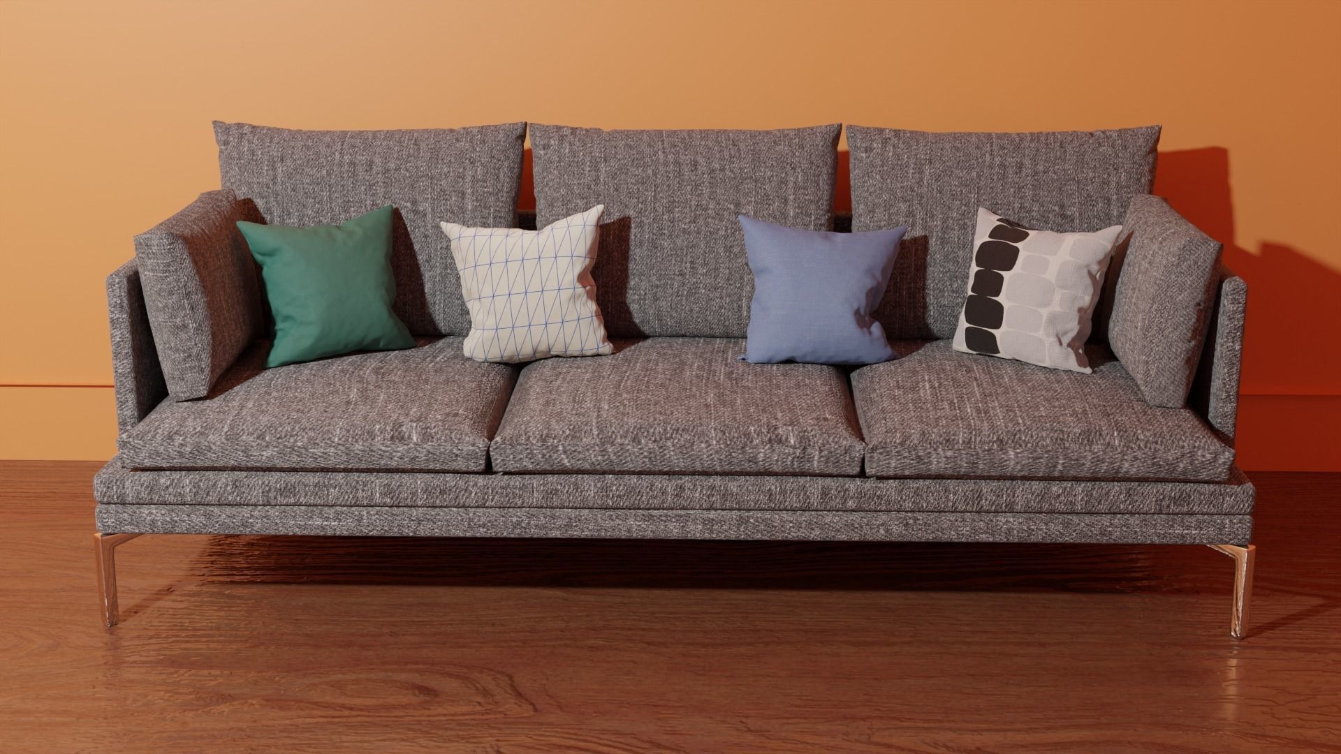 couch sofa with pillows 3D model_7