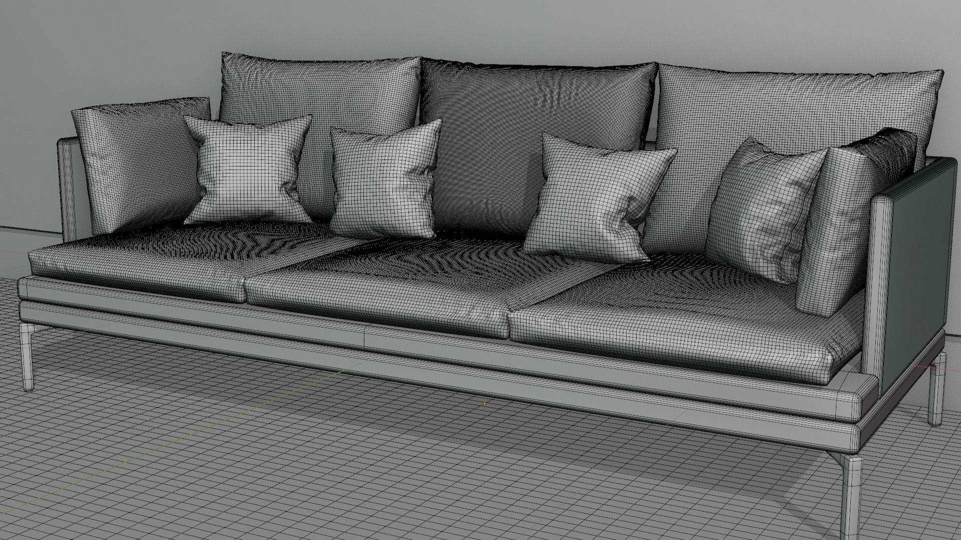 couch sofa with pillows 3D model_10