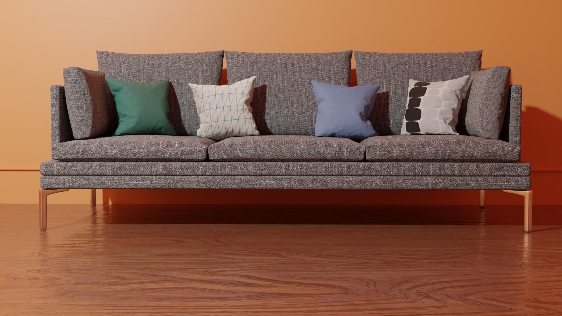 couch sofa with pillows 3D model_8