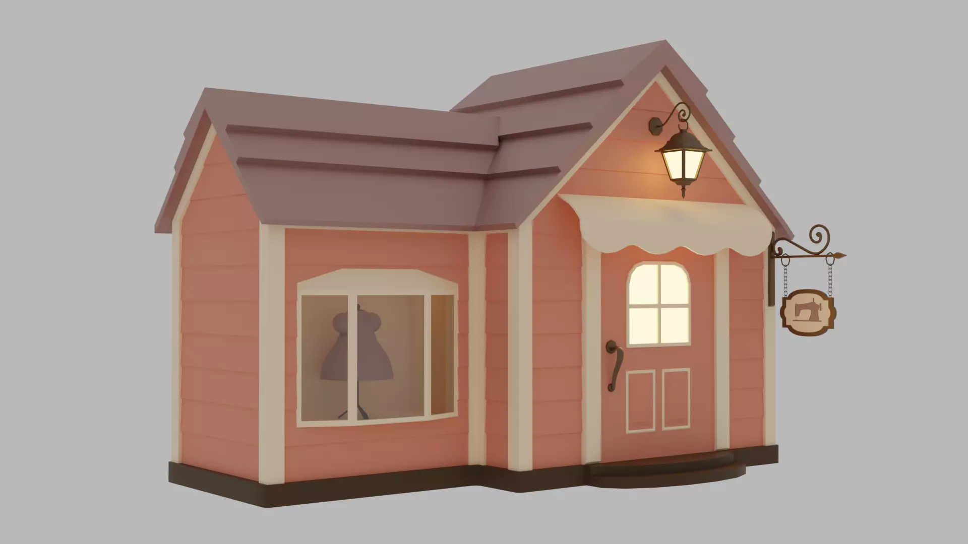Clothing store Low-poly 3D model_0