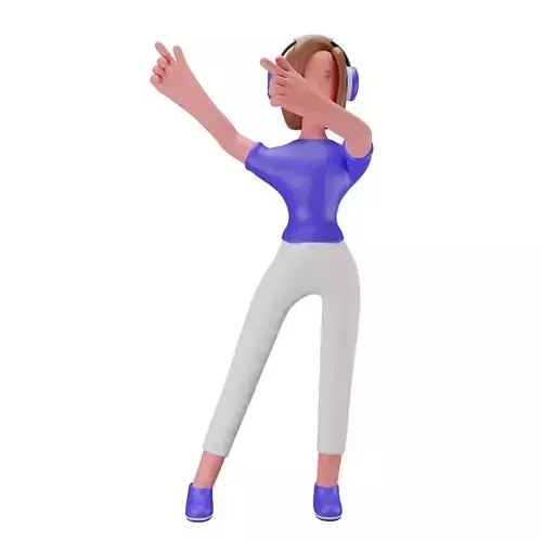 3d Female or Girl Character Listening Music Through Headphone Low-poly 3D model 3d Female or Girl Character Listening Music Through Headphone Low-poly 3D model