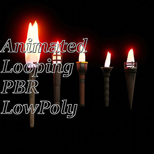 Animated fire torches with looping animation Low-poly 3D model