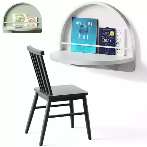 Mallory Wall Mounted Table And Parke Desk Chair 3D model