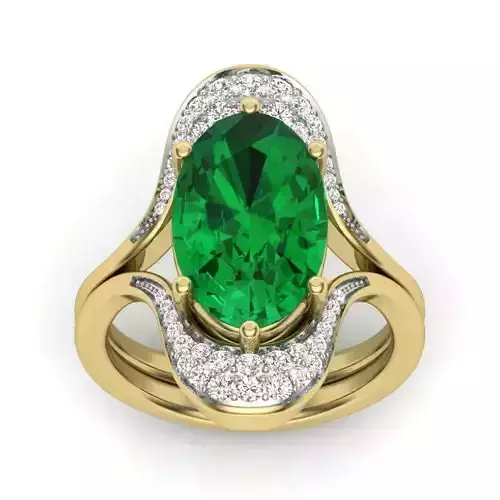 solitaire wedding engagement Oval Stone ring 3dm render detail