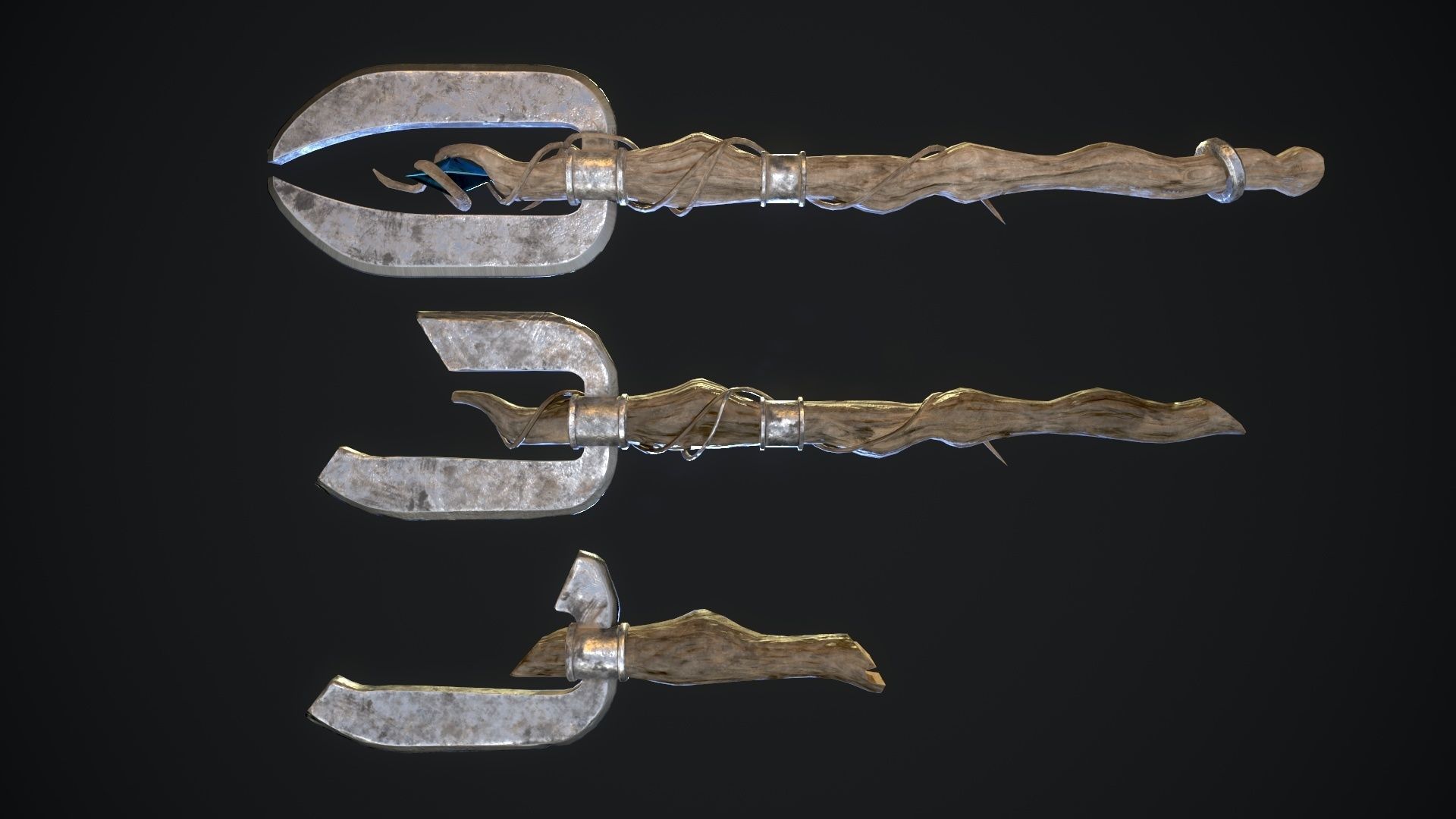 Staff ax aaa Low-poly 3D model_3