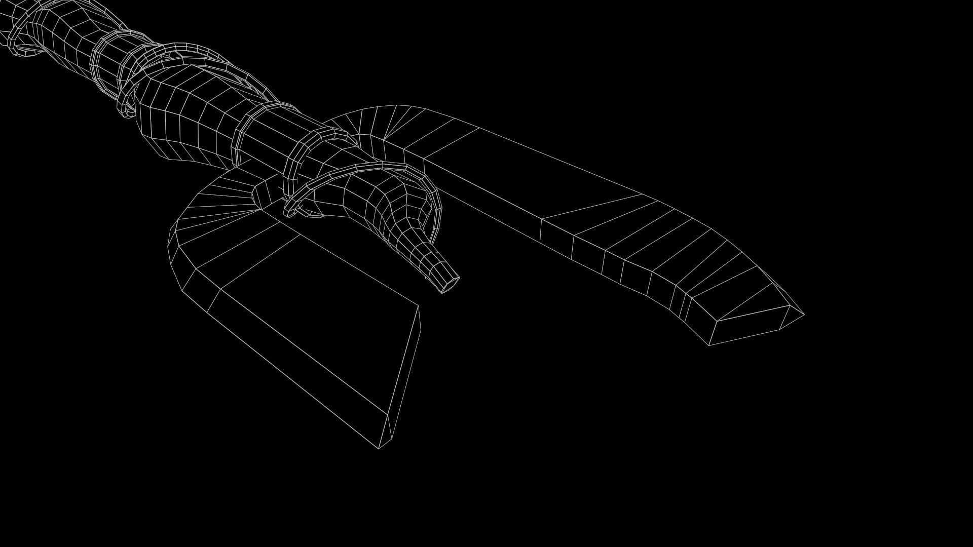 Staff ax aaa Low-poly 3D model_16