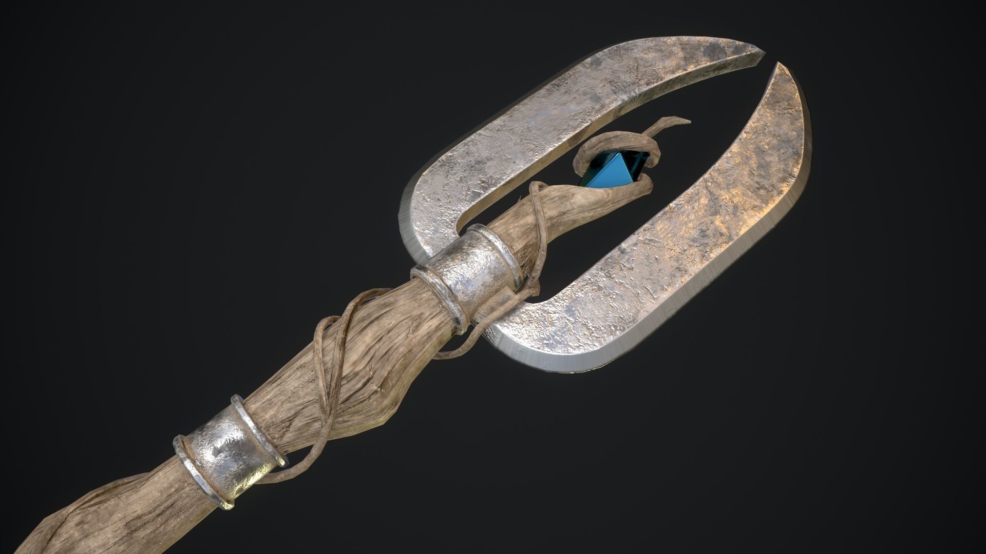 Staff ax aaa Low-poly 3D model_9