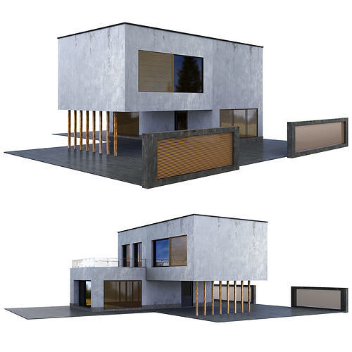 Vila01 house with three different views Low-poly 3D model