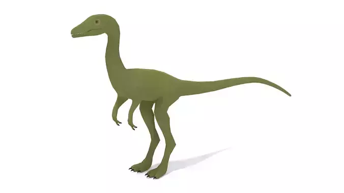 Low Poly Cartoon Compsognathus Dinosaur