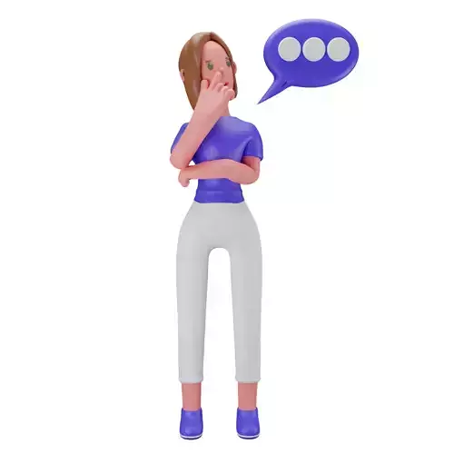 3d Female or Girl Character Thinking About Something Low-poly 3D model 3d Female or Girl Character Thinking About Something Low-poly 3D model