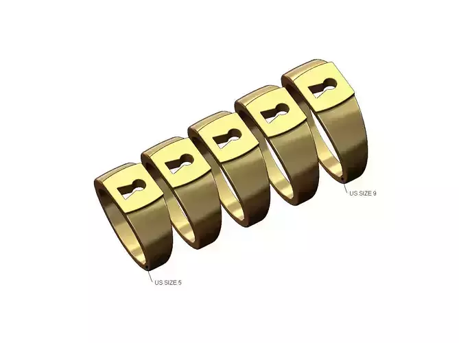 Square keyhole engraving signet ring US sizes 5to9 3D print model