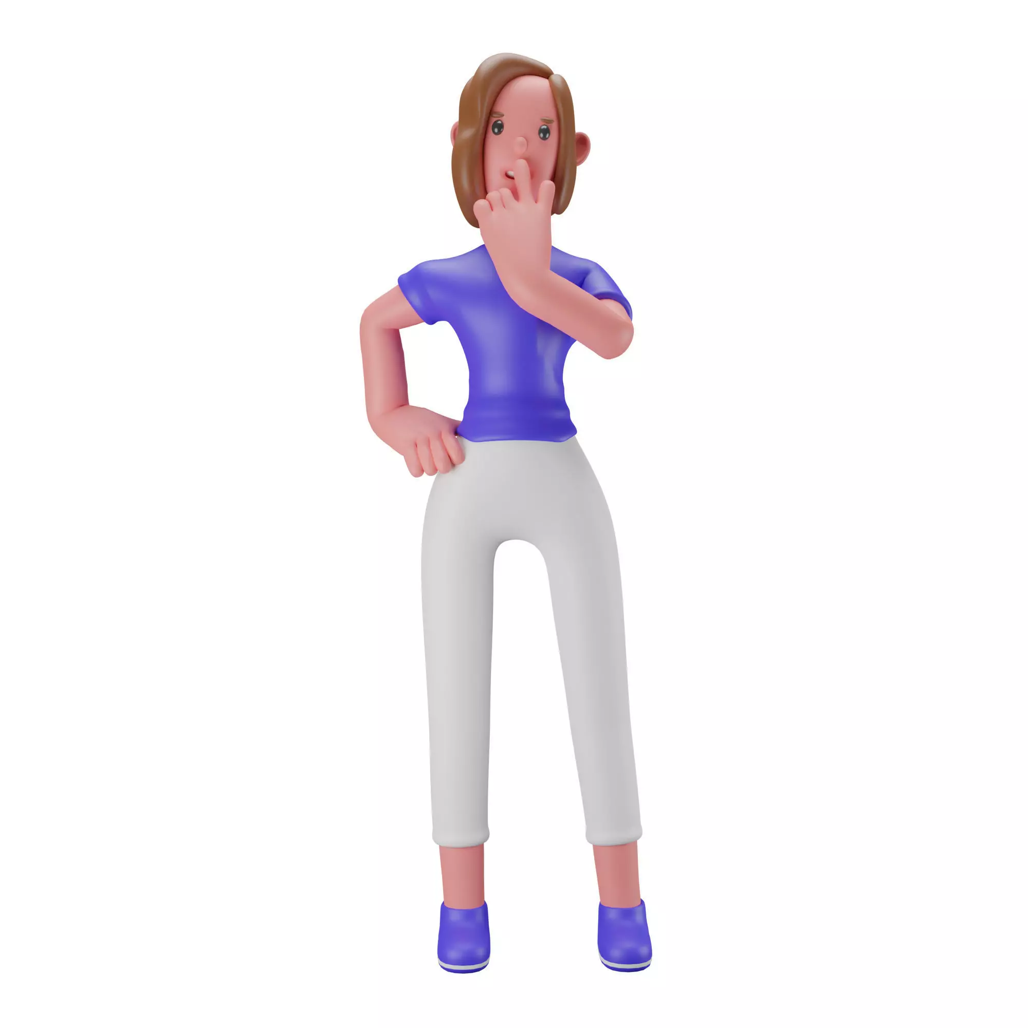 3d Female or Girl Character Thinking Deep Low-poly 3D model_0