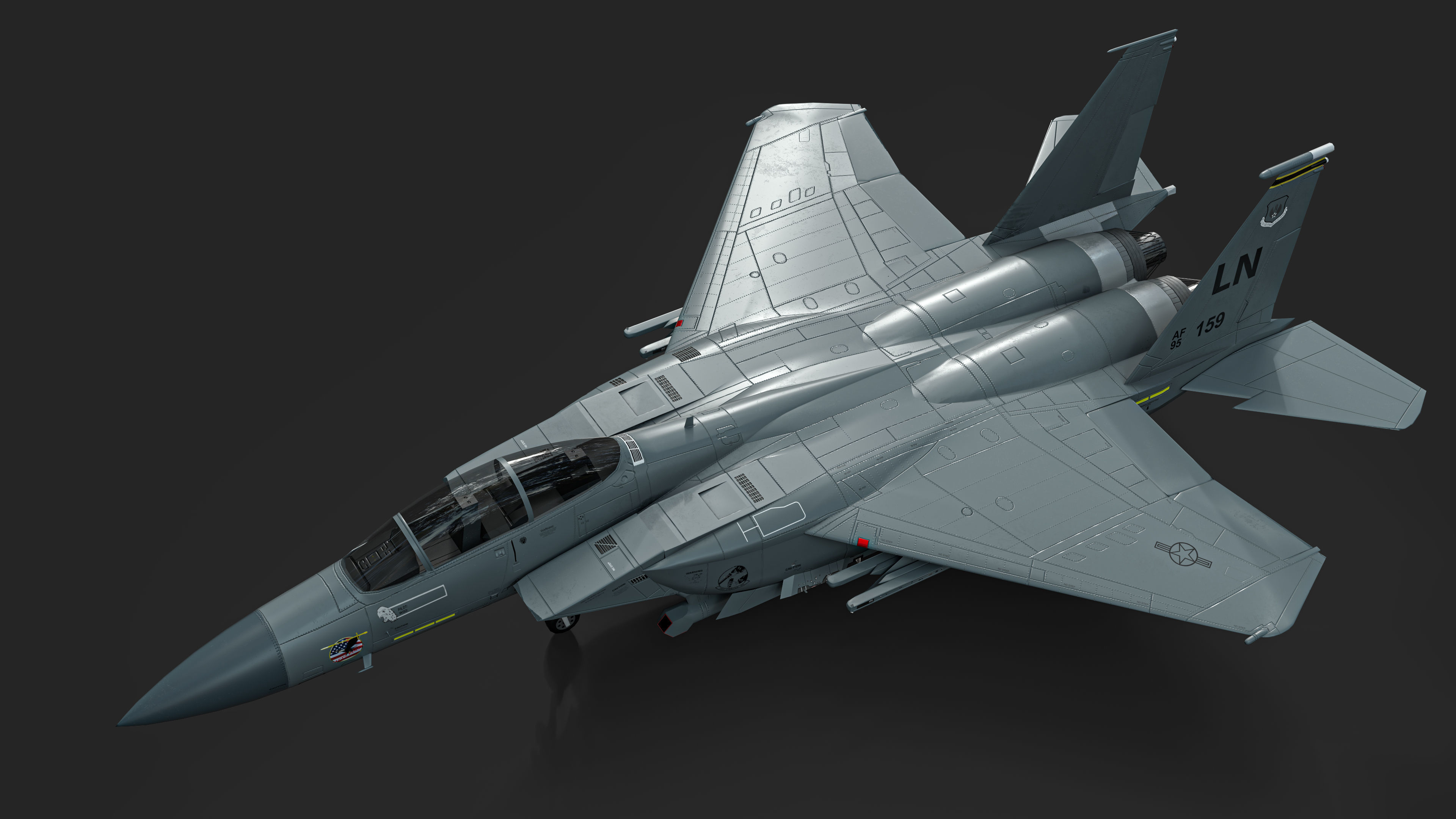 F-15E Strike Eagle Low-poly 3D model_5